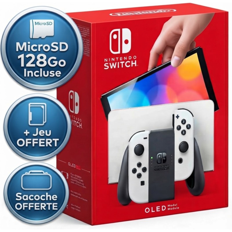 Nintendo Switch OLED Édition Blanche + Jeu et Accessoires OFFERT
